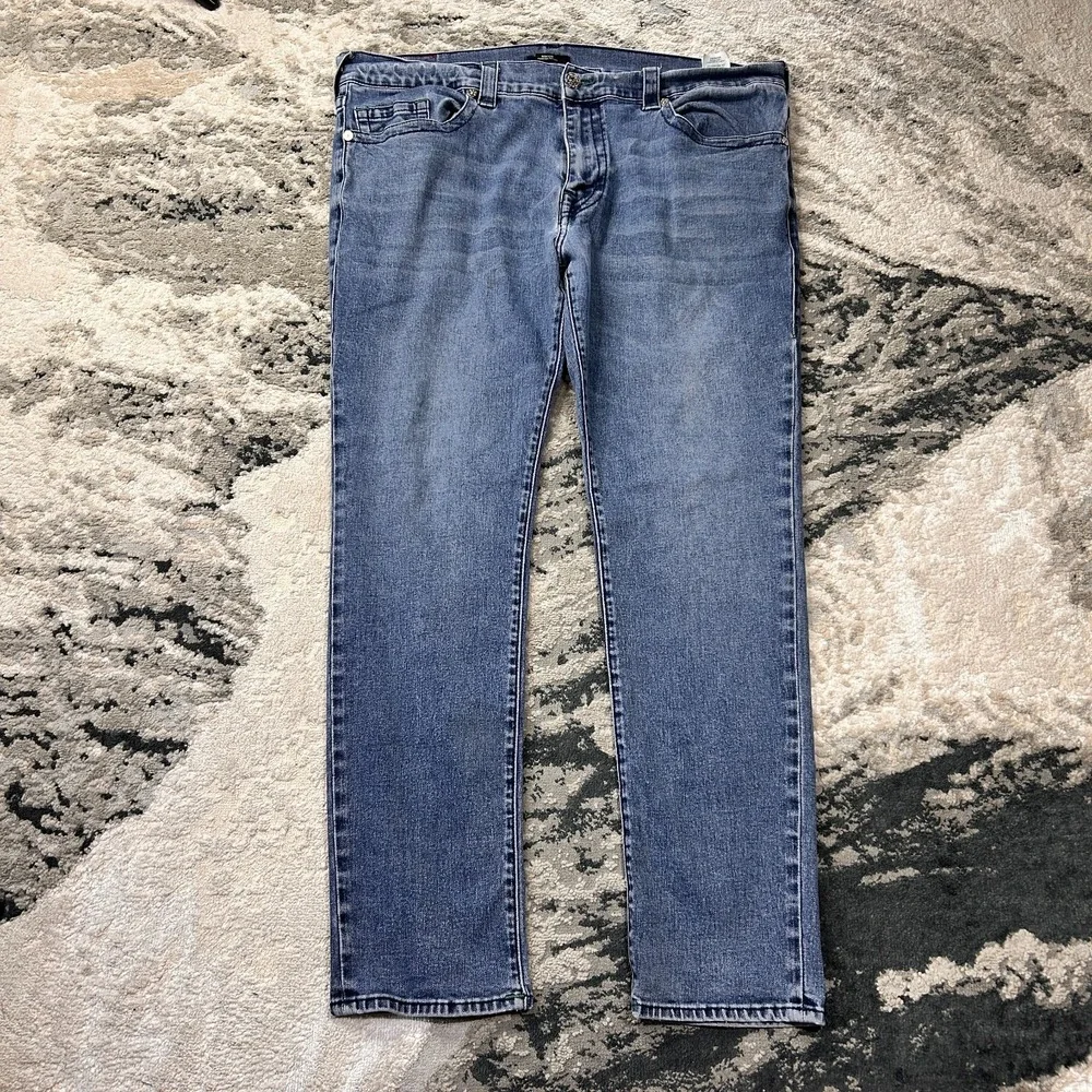 True Religion Rocco Relaxed Skinny Jeans Mens 40 Blue Y2K Mid Rise Weekends